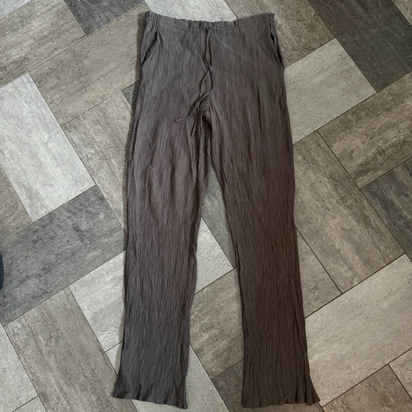 Zara Crinkle Trouser - Brown - Drawstring - Relaxed Fit - travel - comfort - Picture 2 of 7